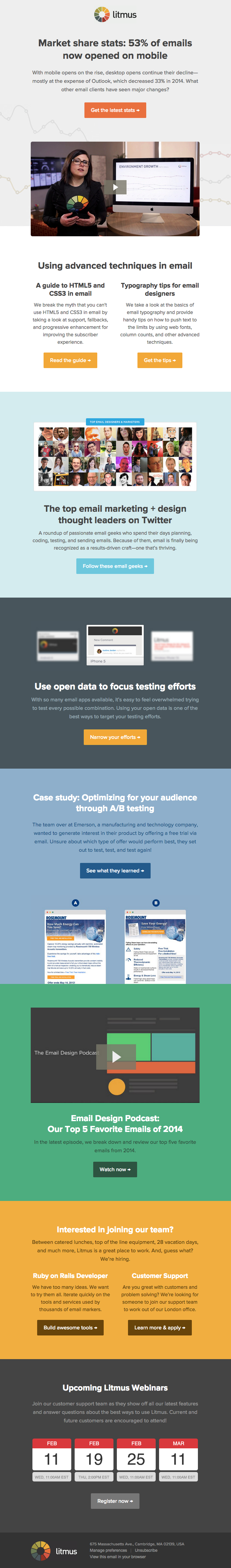 Litmus email with strong CTA and body copy design