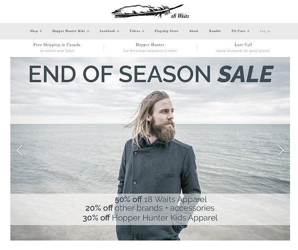 18 waits Example of Inspiring Shopify Ecommerce Stores