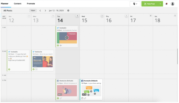 Hootsuite的内容日历中的Hootsuite Planner
