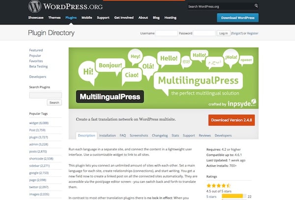 multilingualpress plugin多语言WordPress站点翻译插件