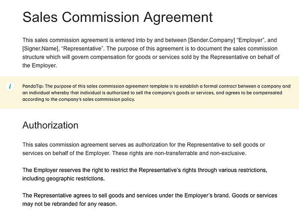 Sales Commission Agreement from PandaDoc