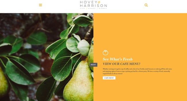 面包店网站Hovery和Harrison的主页