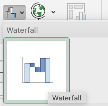 在Excel中创建瀑布图的选项