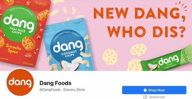 Facebook页面封面来自Dang Foods的FB页面