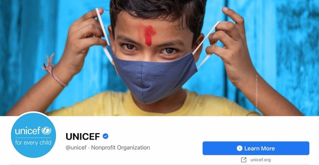 联合国儿童FB页面的Facebook页面封面