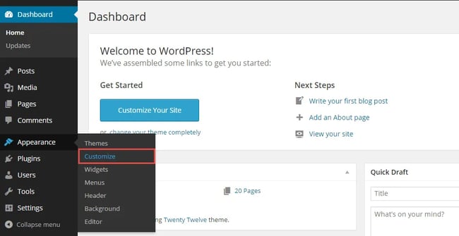 WordPress仪表板