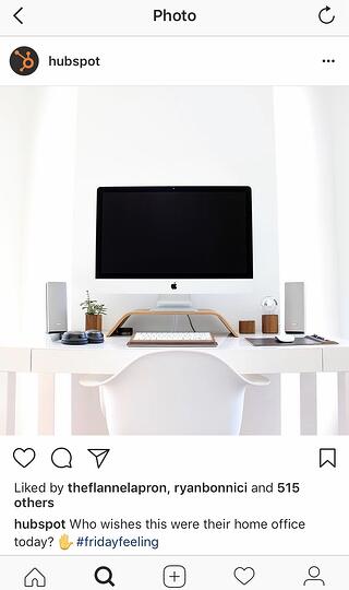 桌面计算机照片在Instagram app上的
