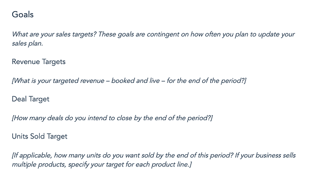 销售量goals template: Sales plan