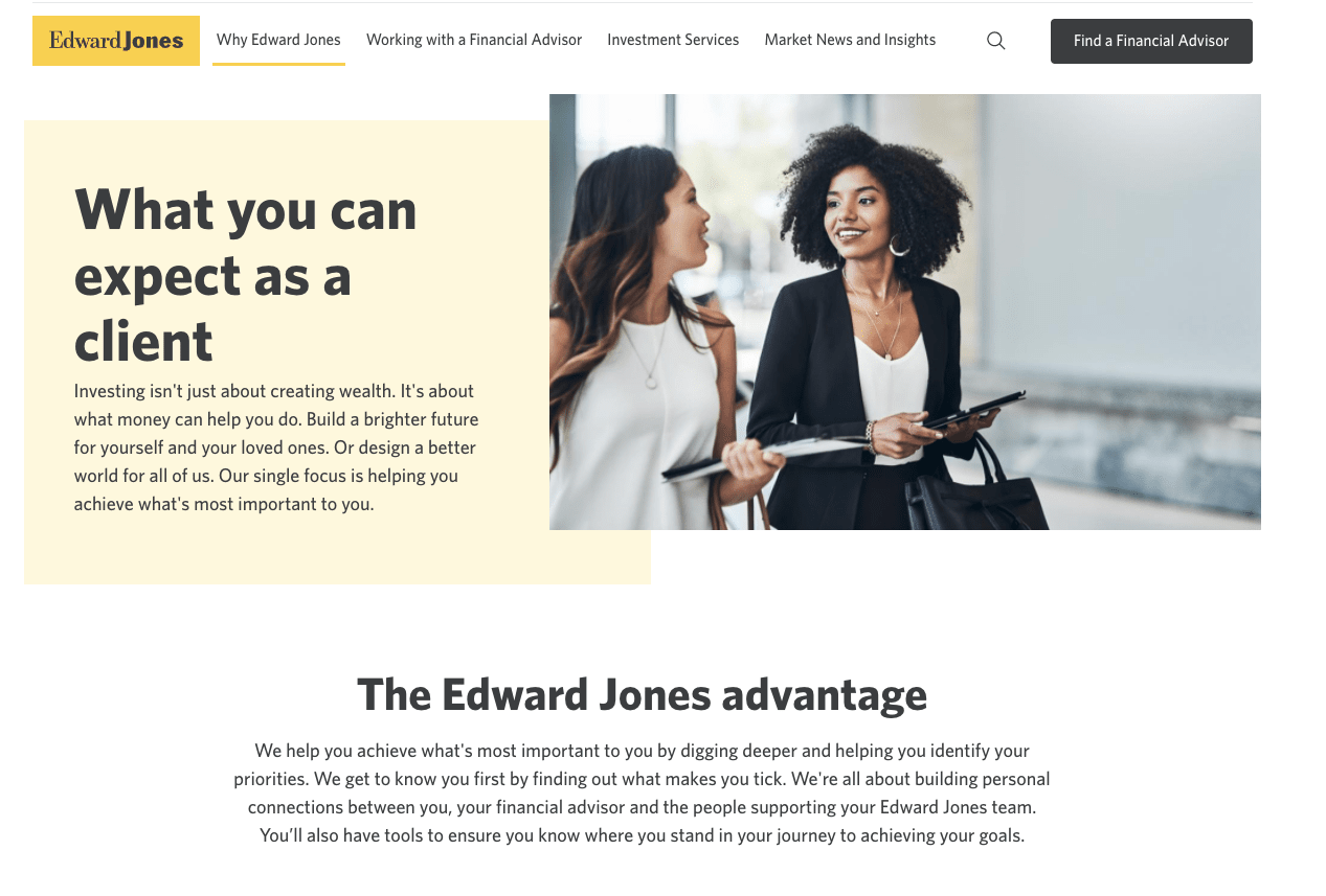 投资公司爱德华·琼斯(Edward Jones)在其网站上的推销说辞