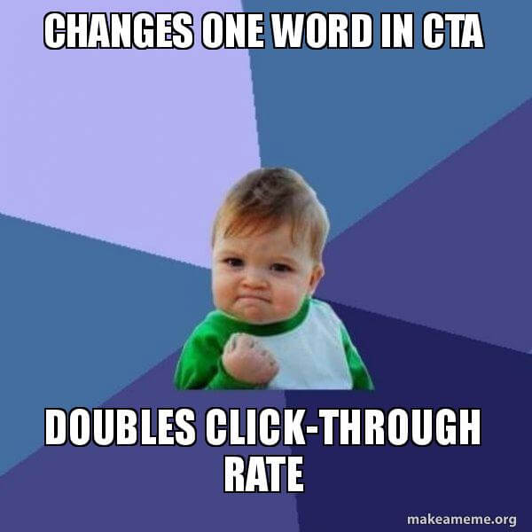 成功的孩子模因带有有关CTA和点击率的标题