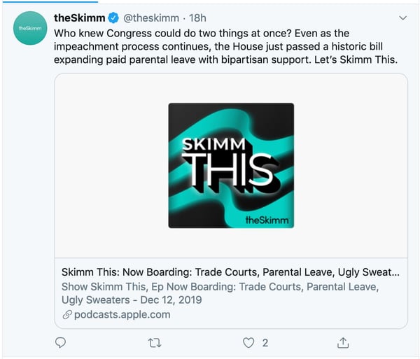 Skimm通过品牌信息展示了它的个性。