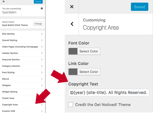 theme settings on how to edit footer in WordPress