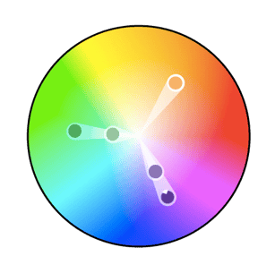 色轮带有三种三元颜色，在紫色，绿色和橙色之间绘制
