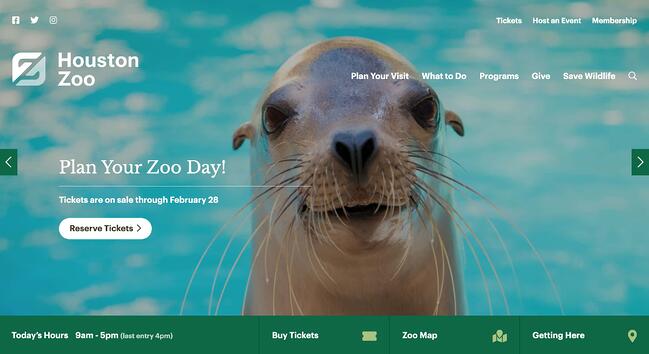 休斯顿动物园WordPress网站的主页